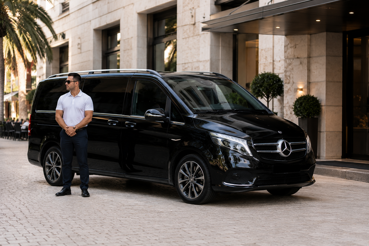 Custom Itinerary Professional chauffeur with premium Mercedes-Benz vehicle for private transfers in Split, Croatia