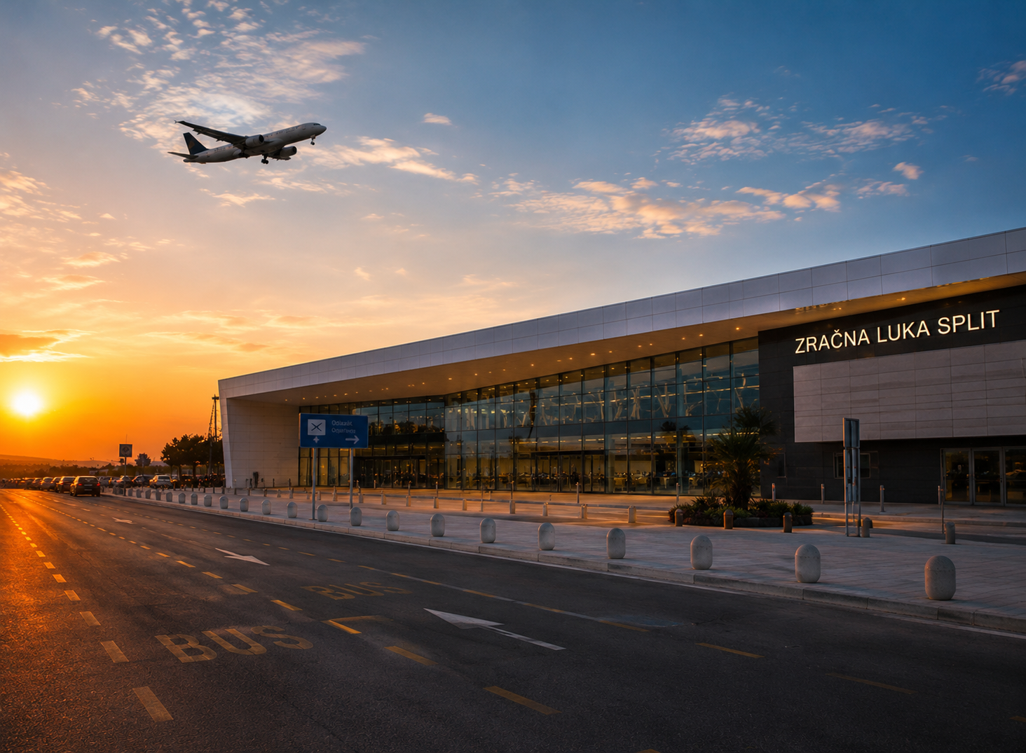 Split Airport terminal building for private passenger pickup and Split VIP transfer